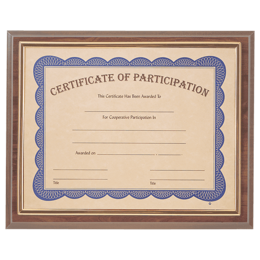 13" x 10 1/2" Cherry Finish Slide-in Plaque w/ 8 1/2" x 11" Frame