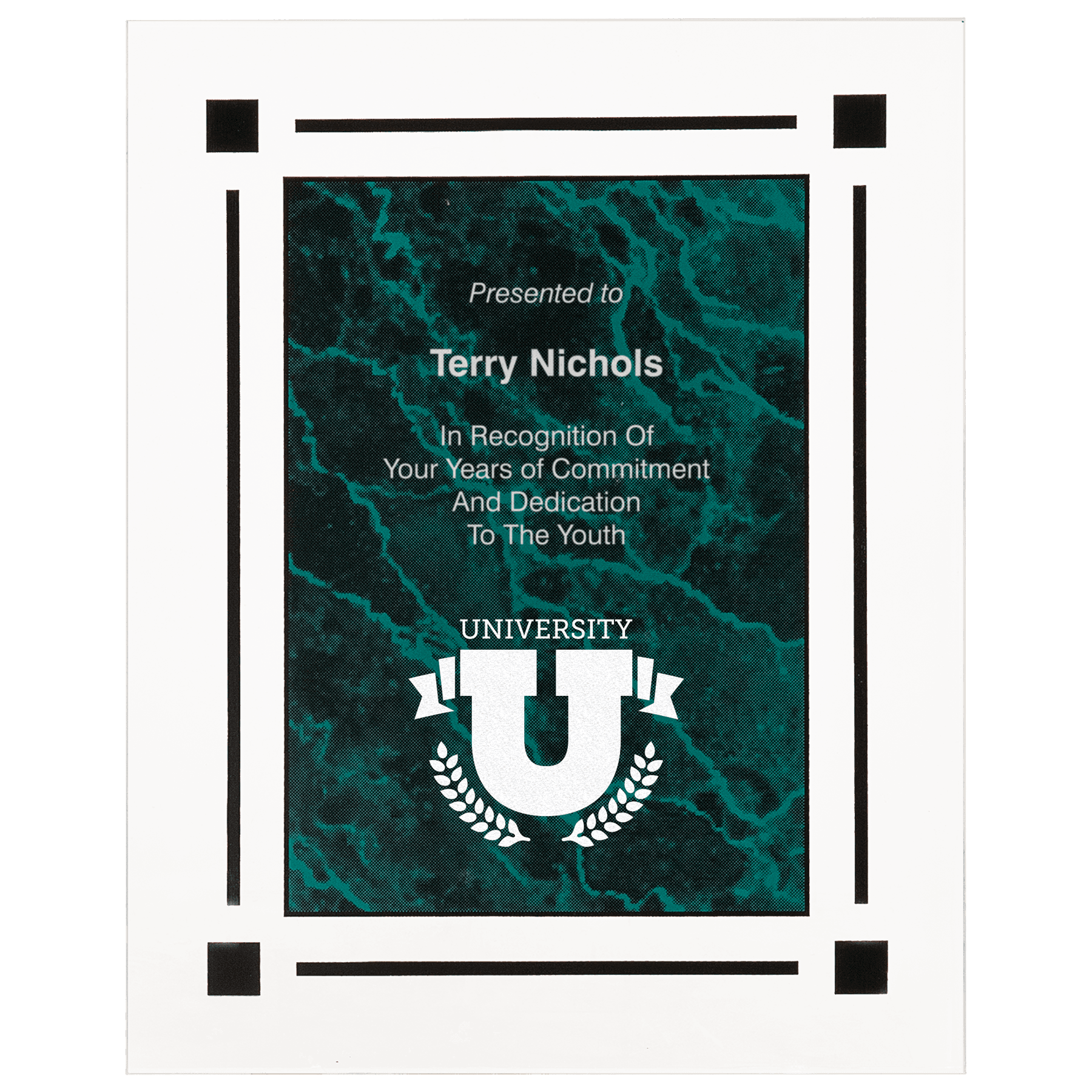 7" x 9" Green Marble Acrylic Clear-Plaq