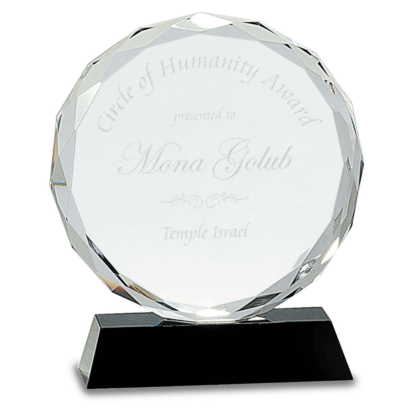 Black 7" Round Facet Crystal on Pedestal Base