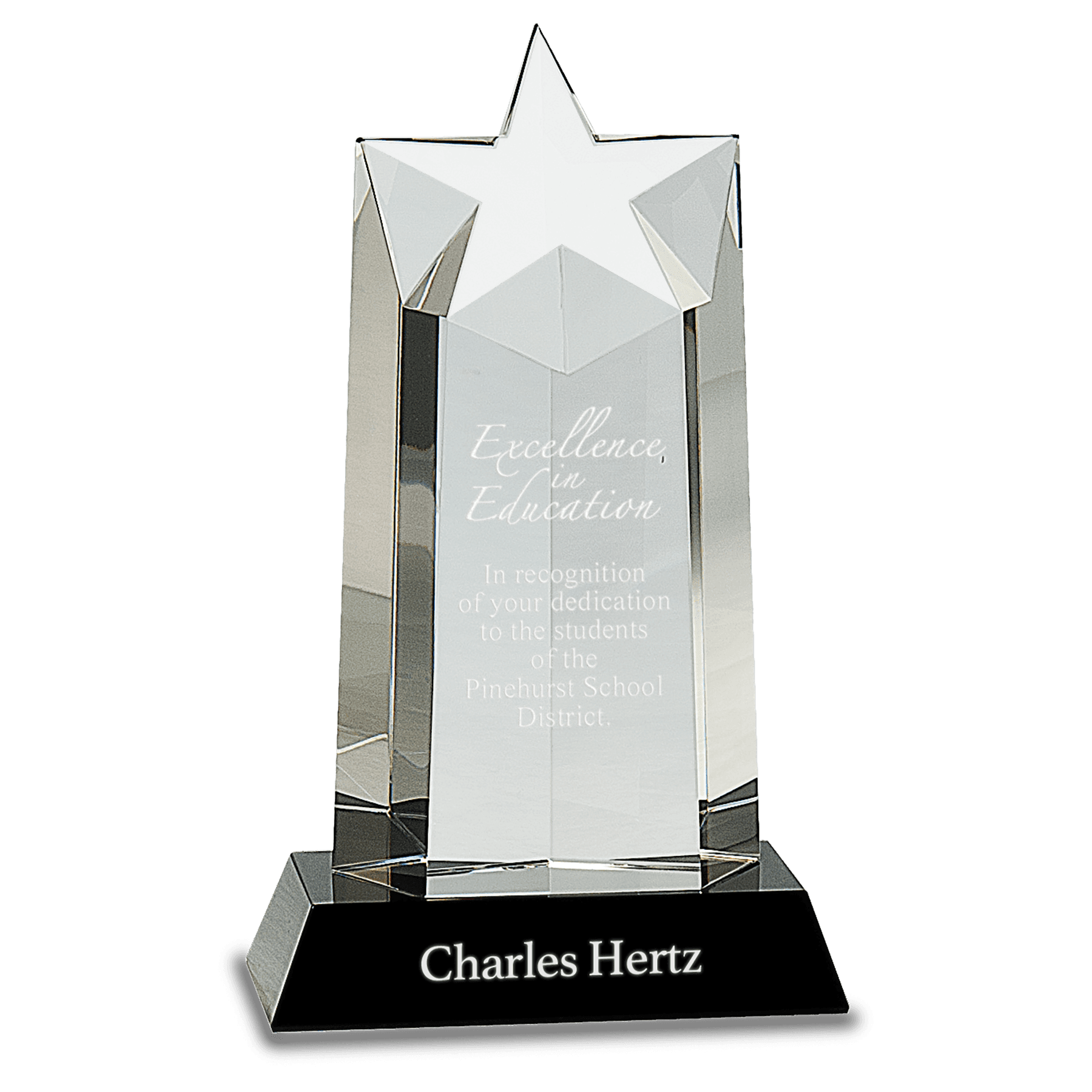 9 1/4" Crystal Star Column on Black Pedestal Base