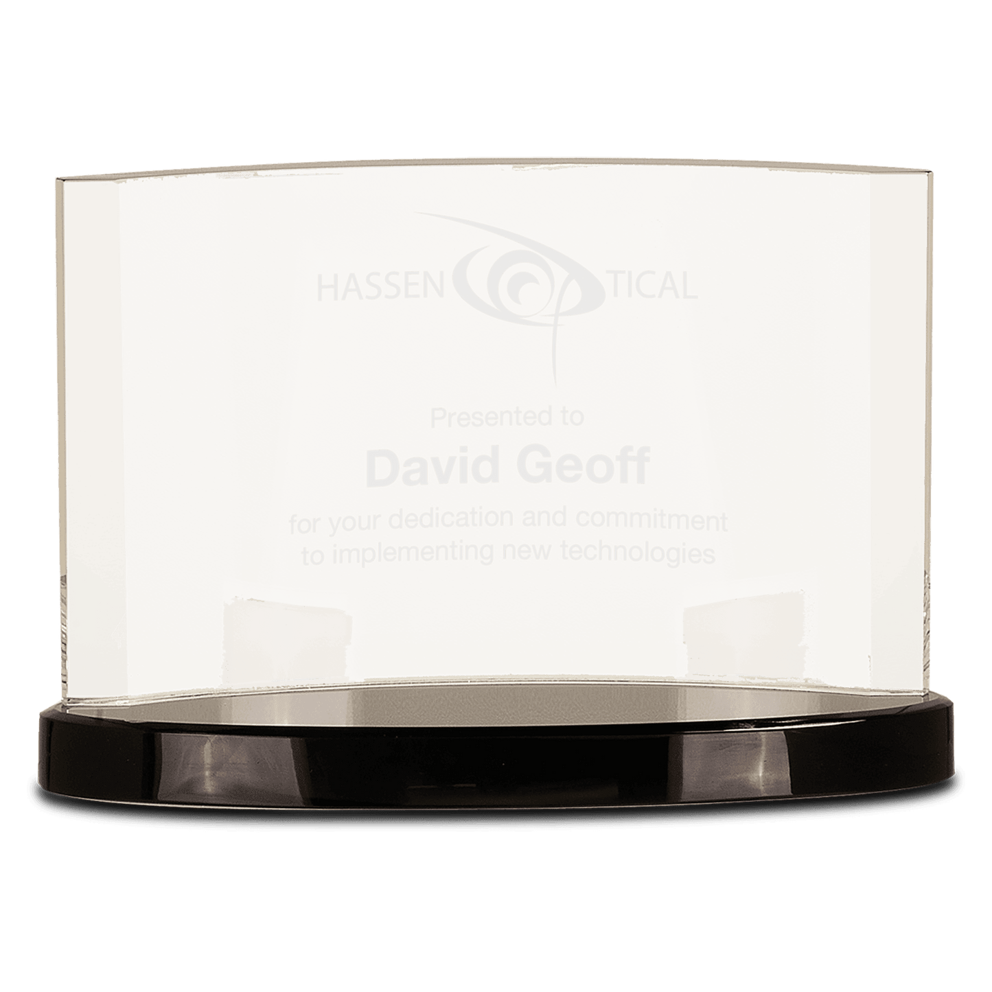 9" x 6" Clear Crystal Crescent on Black Crystal Base