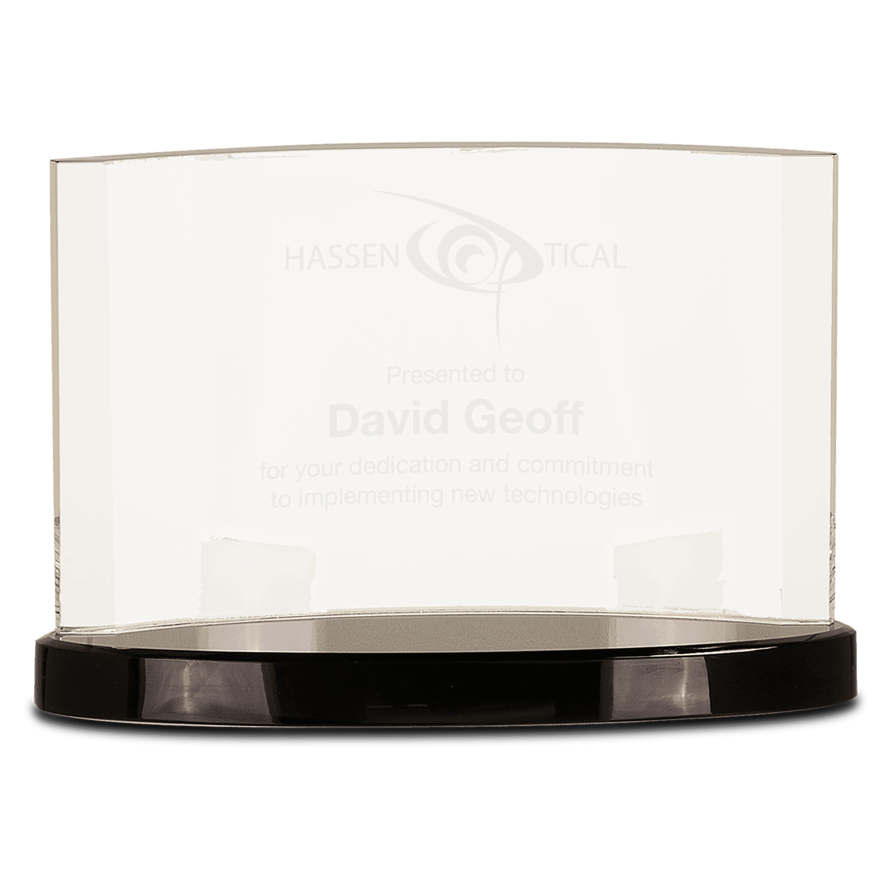 9" x 6" Clear Crystal Crescent on Black Crystal Base