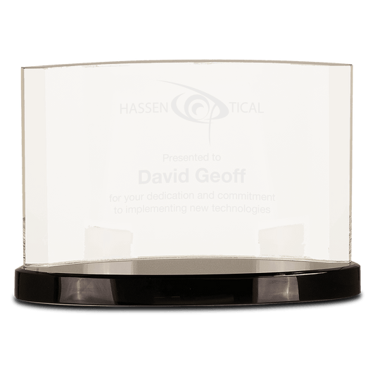 9" x 6" Clear Crystal Crescent on Black Crystal Base