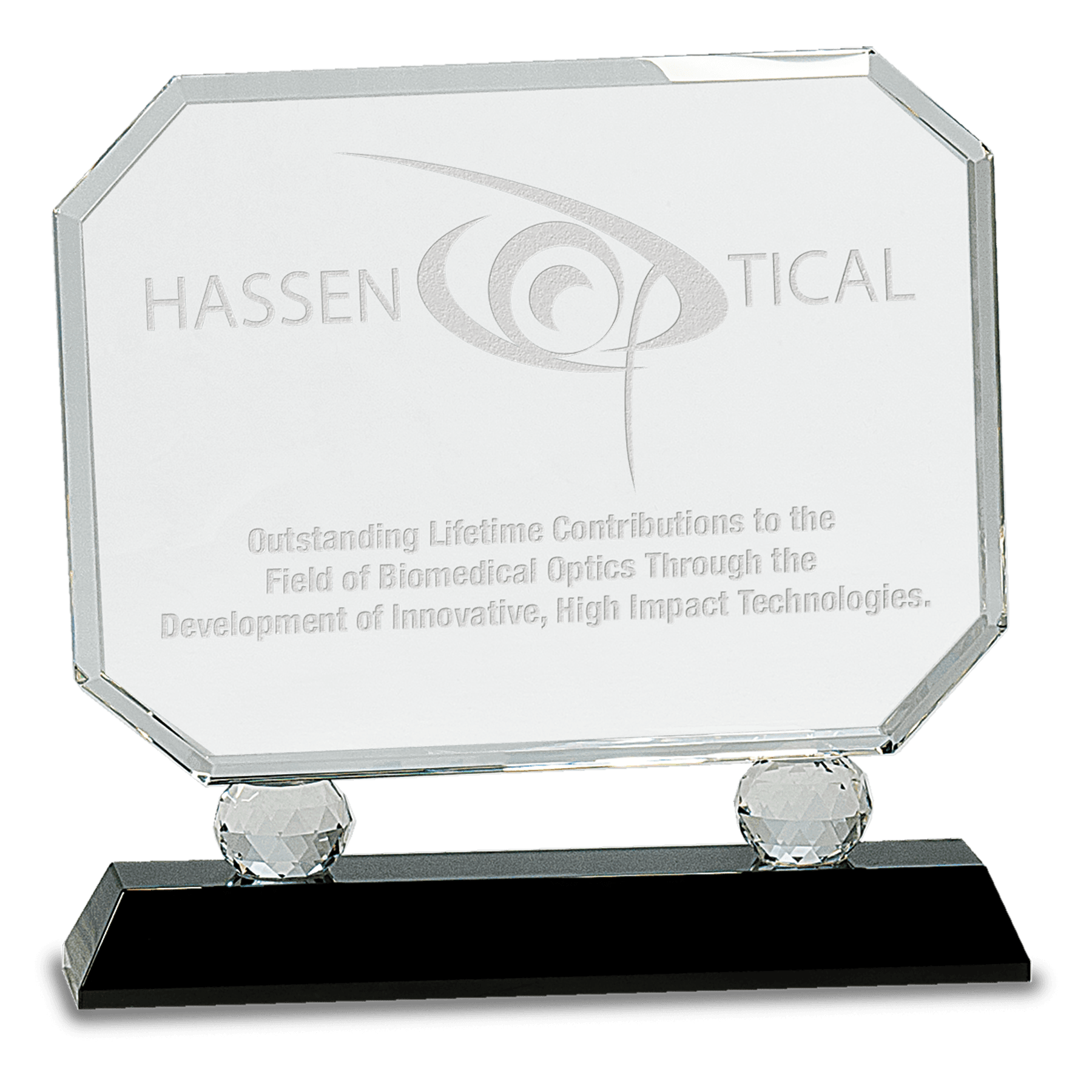 Black 8" Rectangle Crystal on Pedestal Base