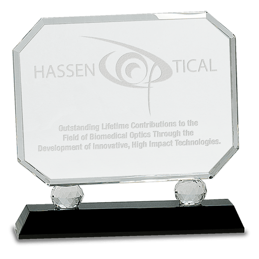 Black 8" Rectangle Crystal on Pedestal Base