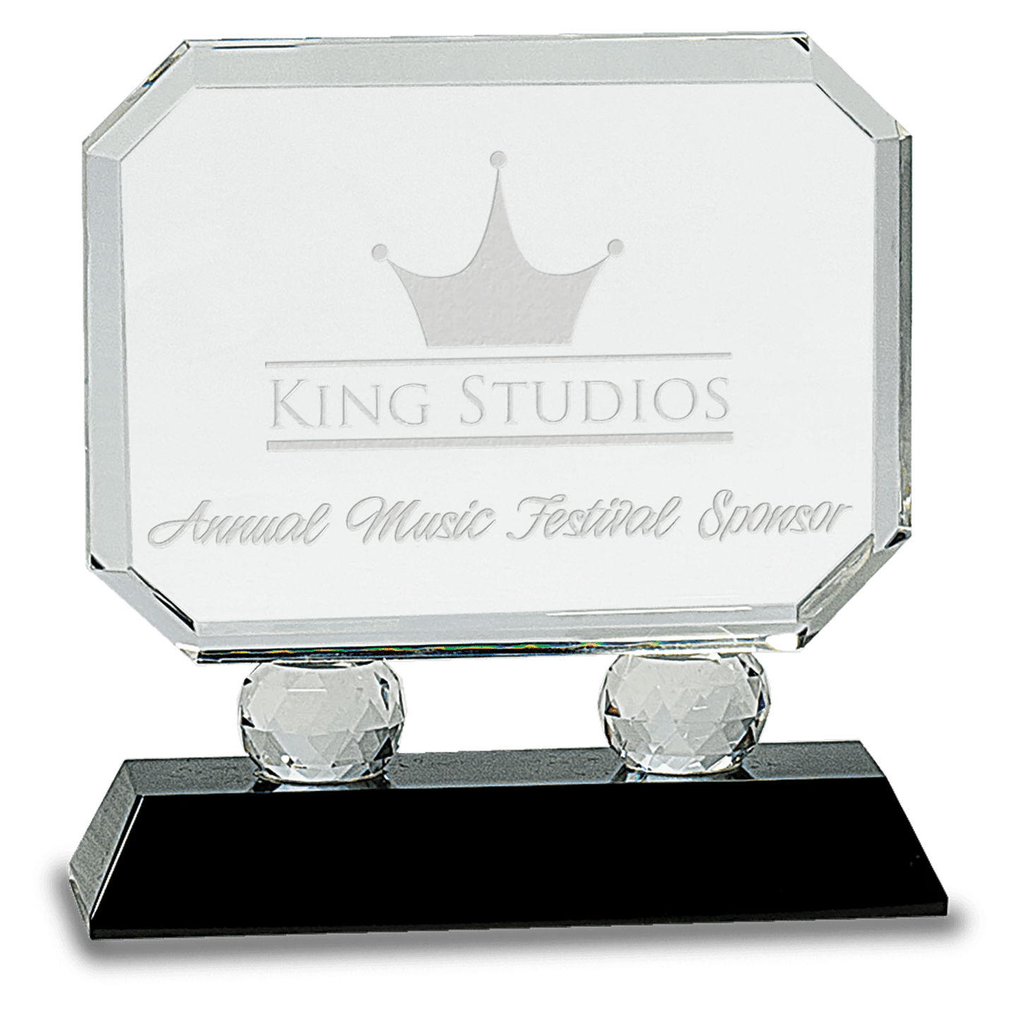 Black 6" Rectangle Crystal on Pedestal Base