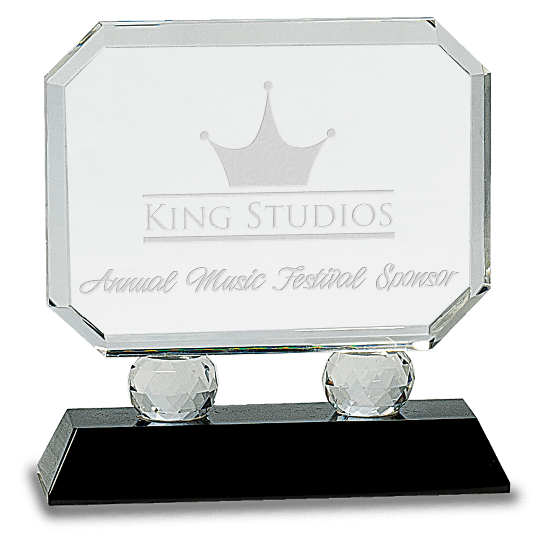 Black 6" Rectangle Crystal on Pedestal Base