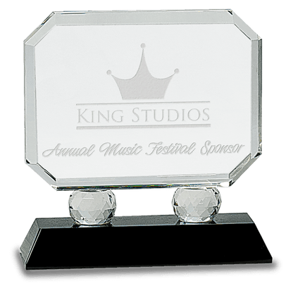 Black 6" Rectangle Crystal on Pedestal Base