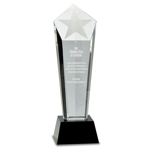 11 3/4" Crystal Frosted Star Column on Black Pedestal Base