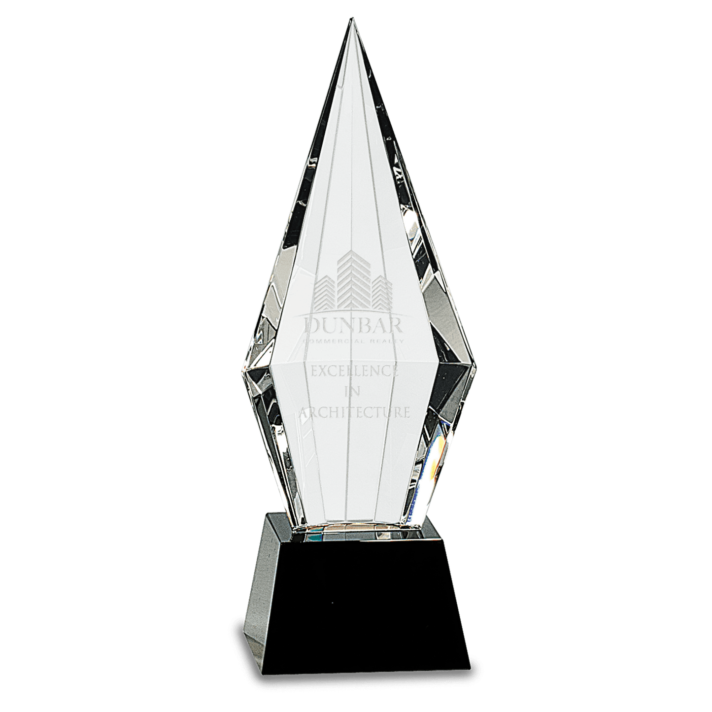 Black 9 1/2" Obelisk Facet Crystal on Pedestal Base