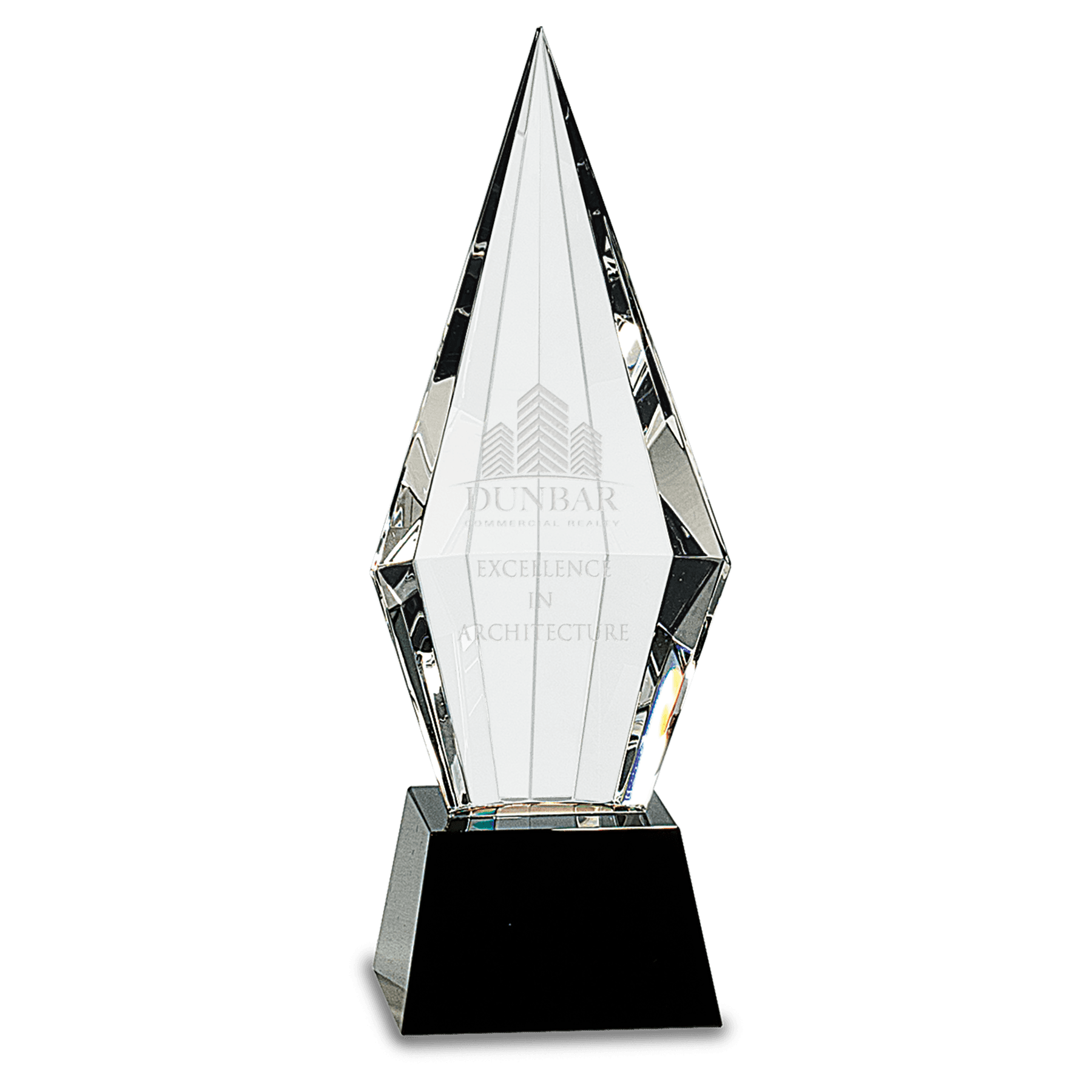 Black 9 1/2" Obelisk Facet Crystal on Pedestal Base