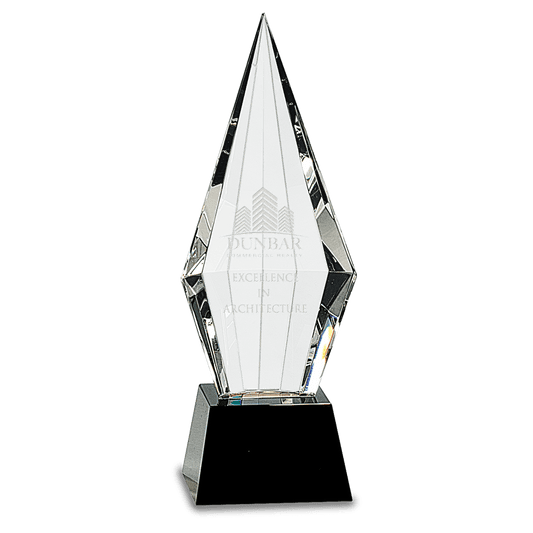 Black 9 1/2" Obelisk Facet Crystal on Pedestal Base