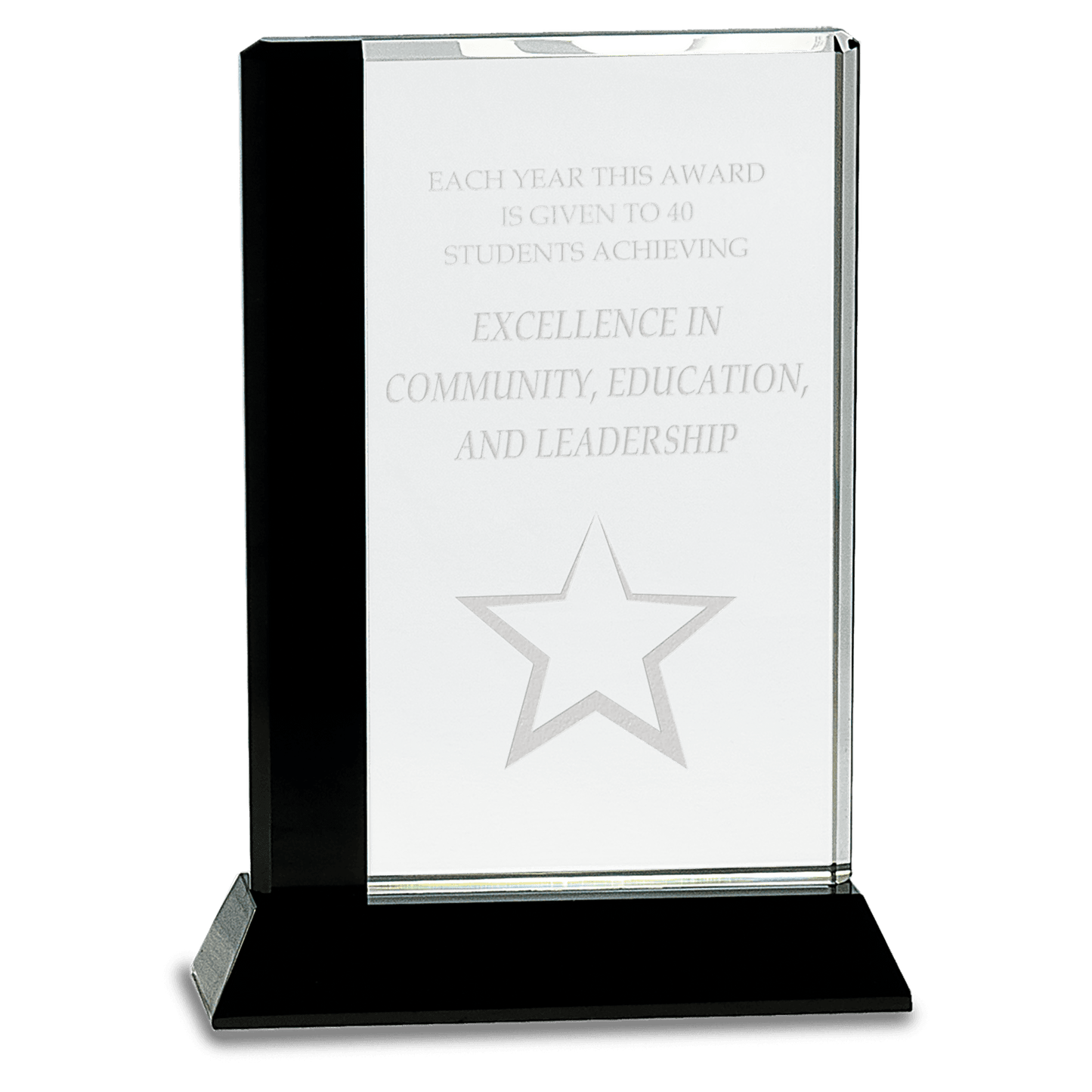 Black Edge Crystal on Black 6 1/2" x 9" Base