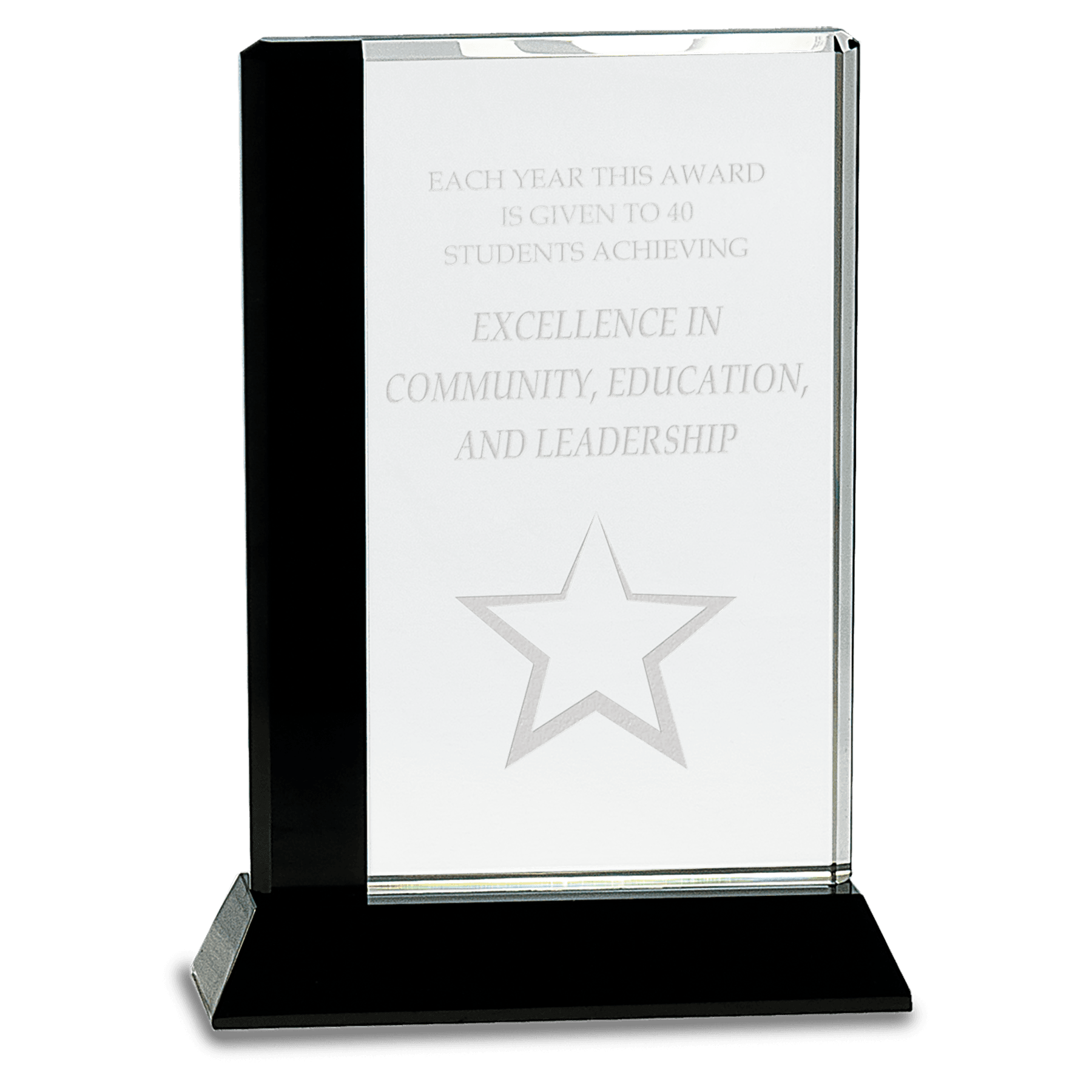 Black Edge Crystal on Black 6 1/2" x 9" Base