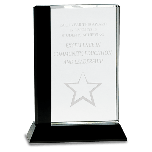 Black Edge Crystal on Black 6 1/2" x 9" Base