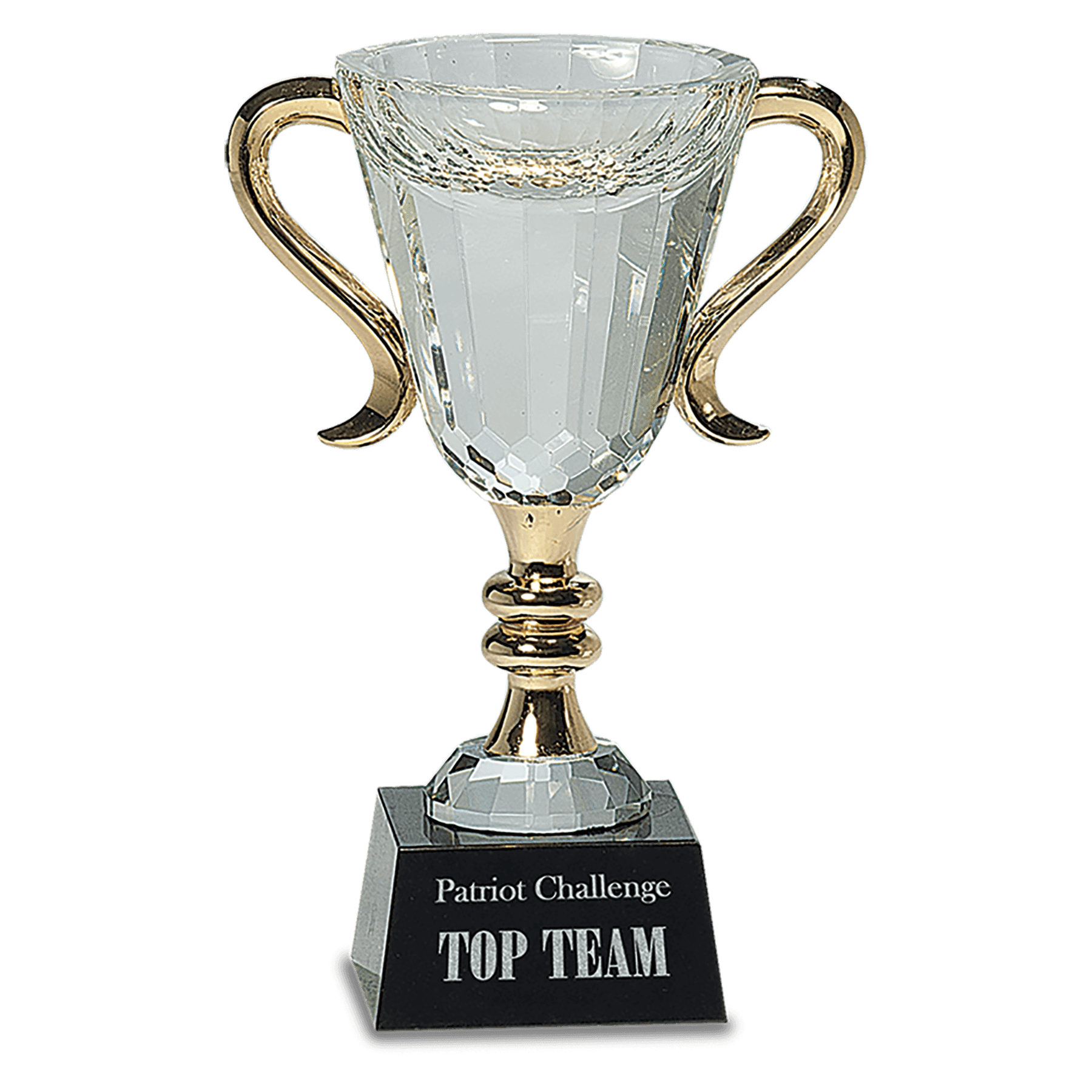 7 1/4" Crystal Cup with Gold Handles and Stem