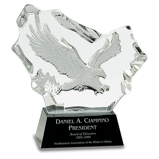 7" Crystal Carved Eagle on Black Base