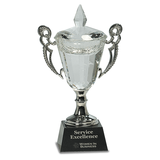 9 1/2" Crystal Cup with Silver Handles and Stem