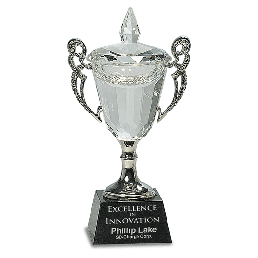 8" Crystal Cup with Silver Handles and Stem