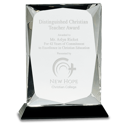 Clear Crystal Rectangle on Black 8" Base