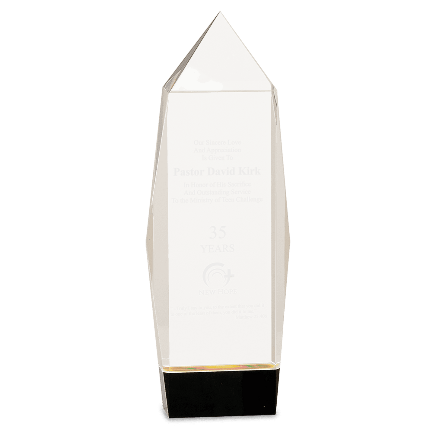 10" Clear Crystal Facet Rectangle on Black Base