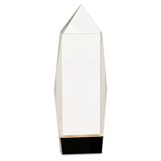 10" Clear Crystal Facet Rectangle on Black Base