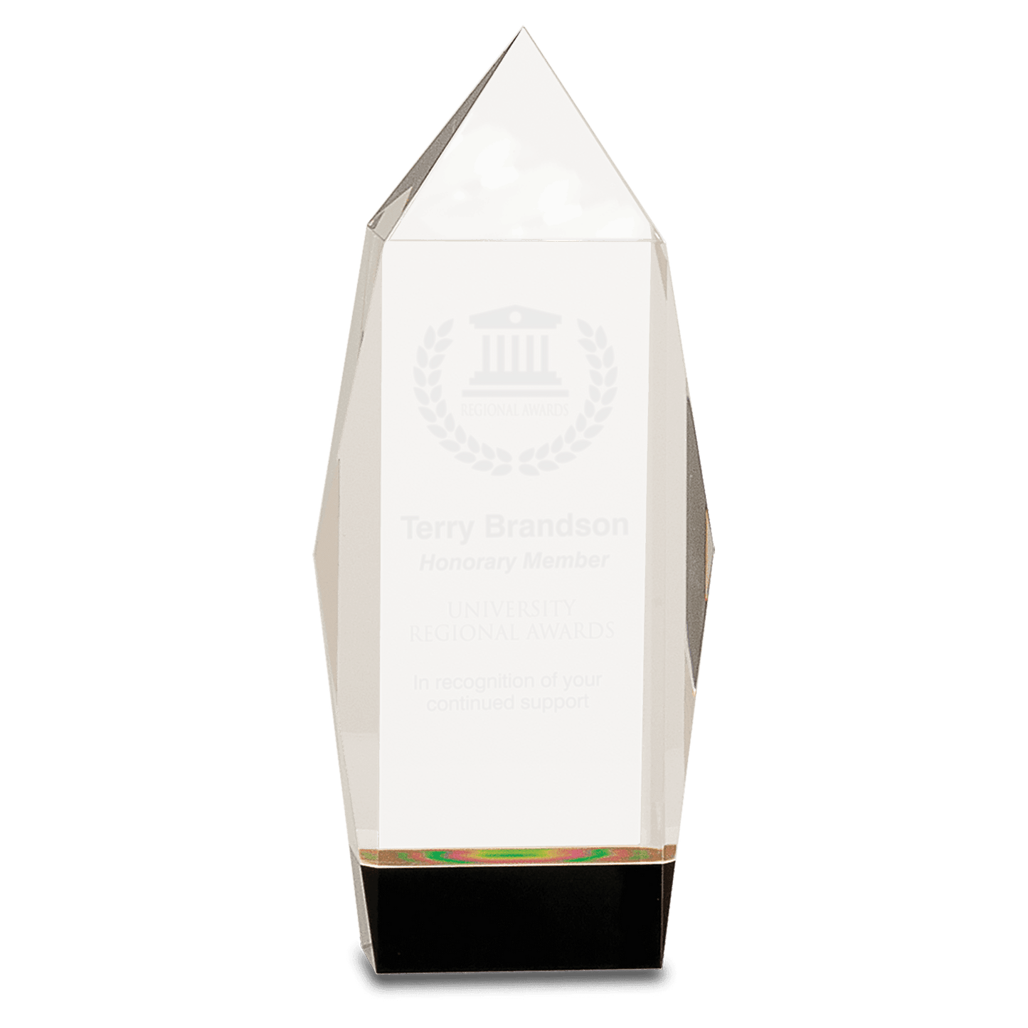 8 3/4" Clear Crystal Facet Rectangle on Black Base