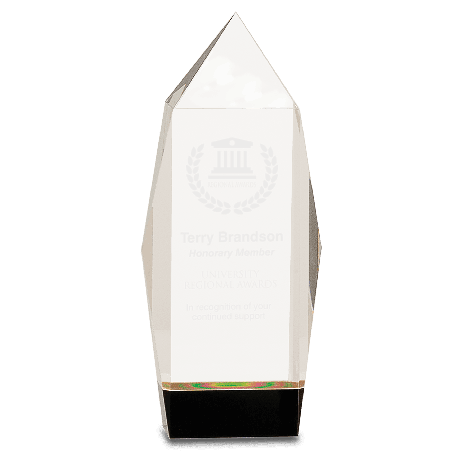 8 3/4" Clear Crystal Facet Rectangle on Black Base