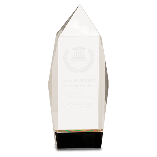 8 3/4" Clear Crystal Facet Rectangle on Black Base