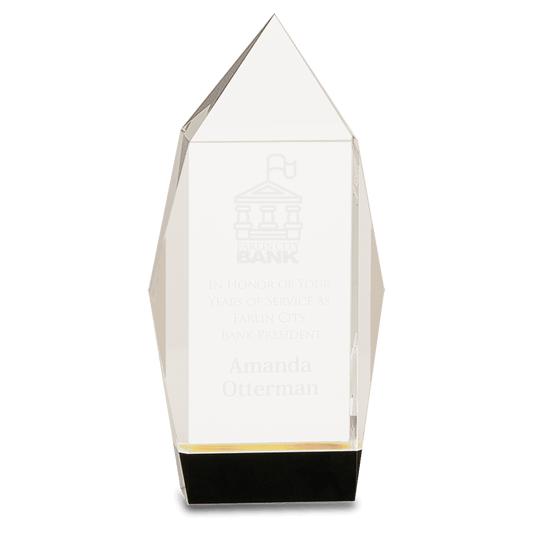 7 1/2" Clear Crystal Facet Rectangle on Black Base