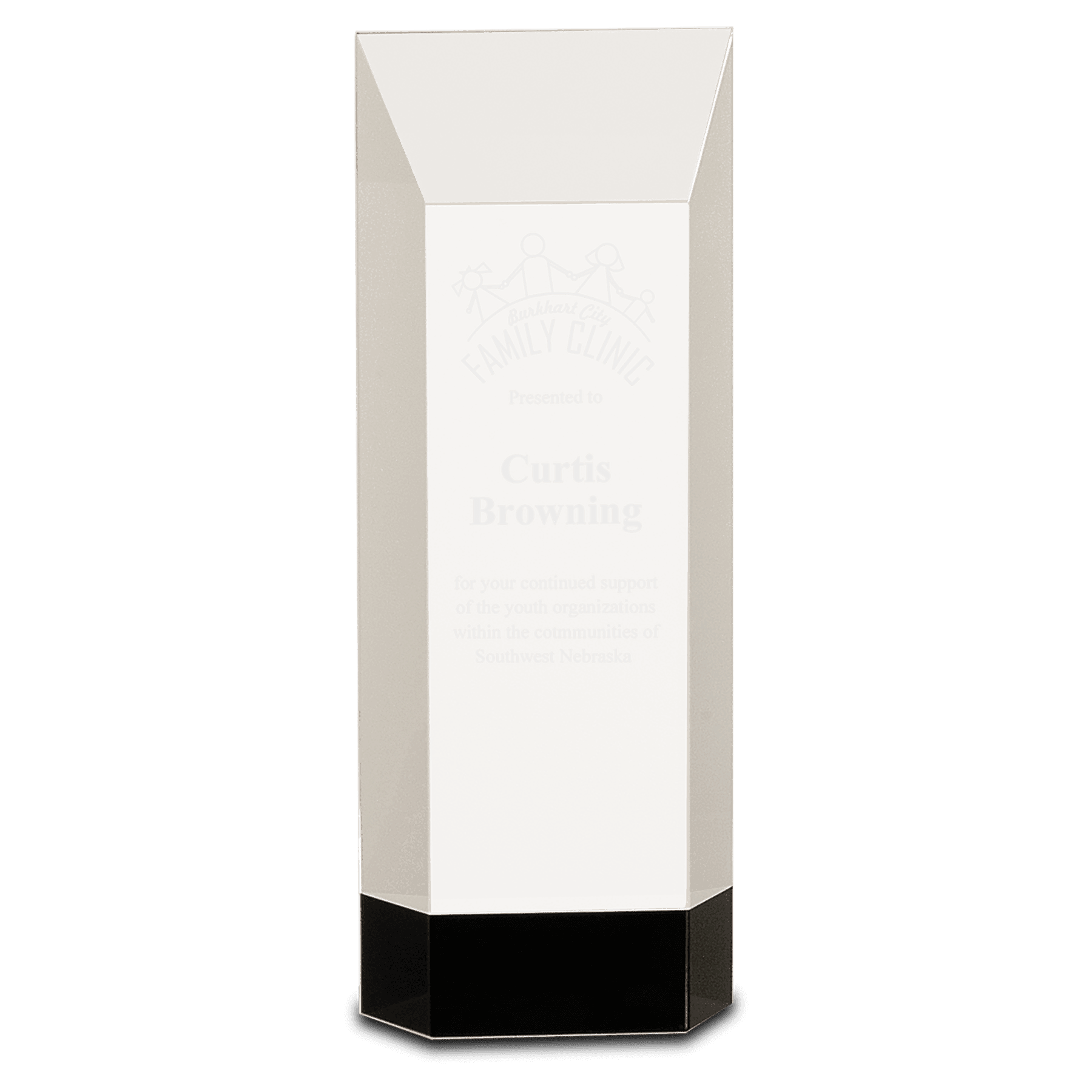 9 1/2" Clear Crystal Self-Standing Rectangle on Black Base