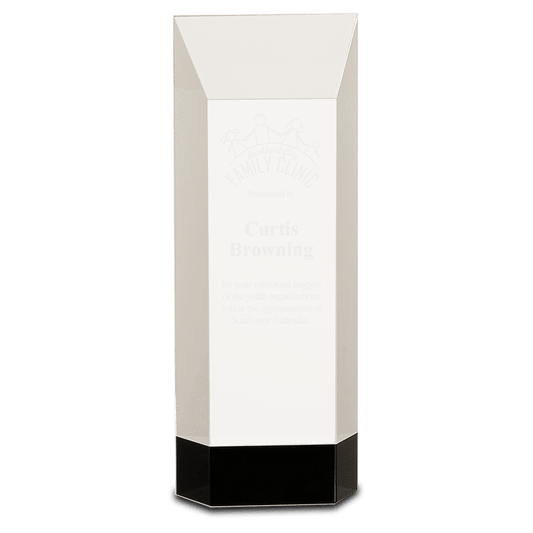 9 1/2" Clear Crystal Self-Standing Rectangle on Black Base