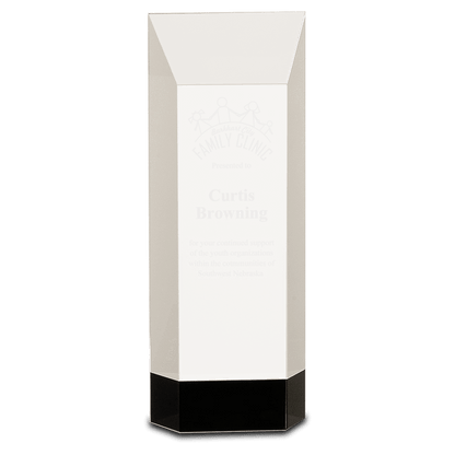 Clear Crystal Self-Standing Rectangle on Black 9 1/2" Base