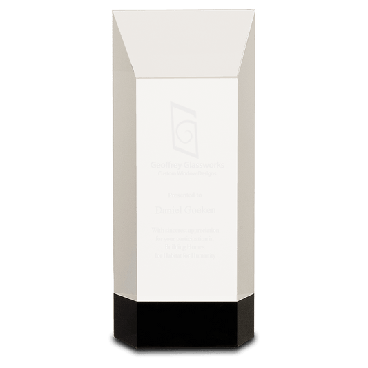 8 1/4" Clear Crystal Self-Standing Rectangle on Black Base