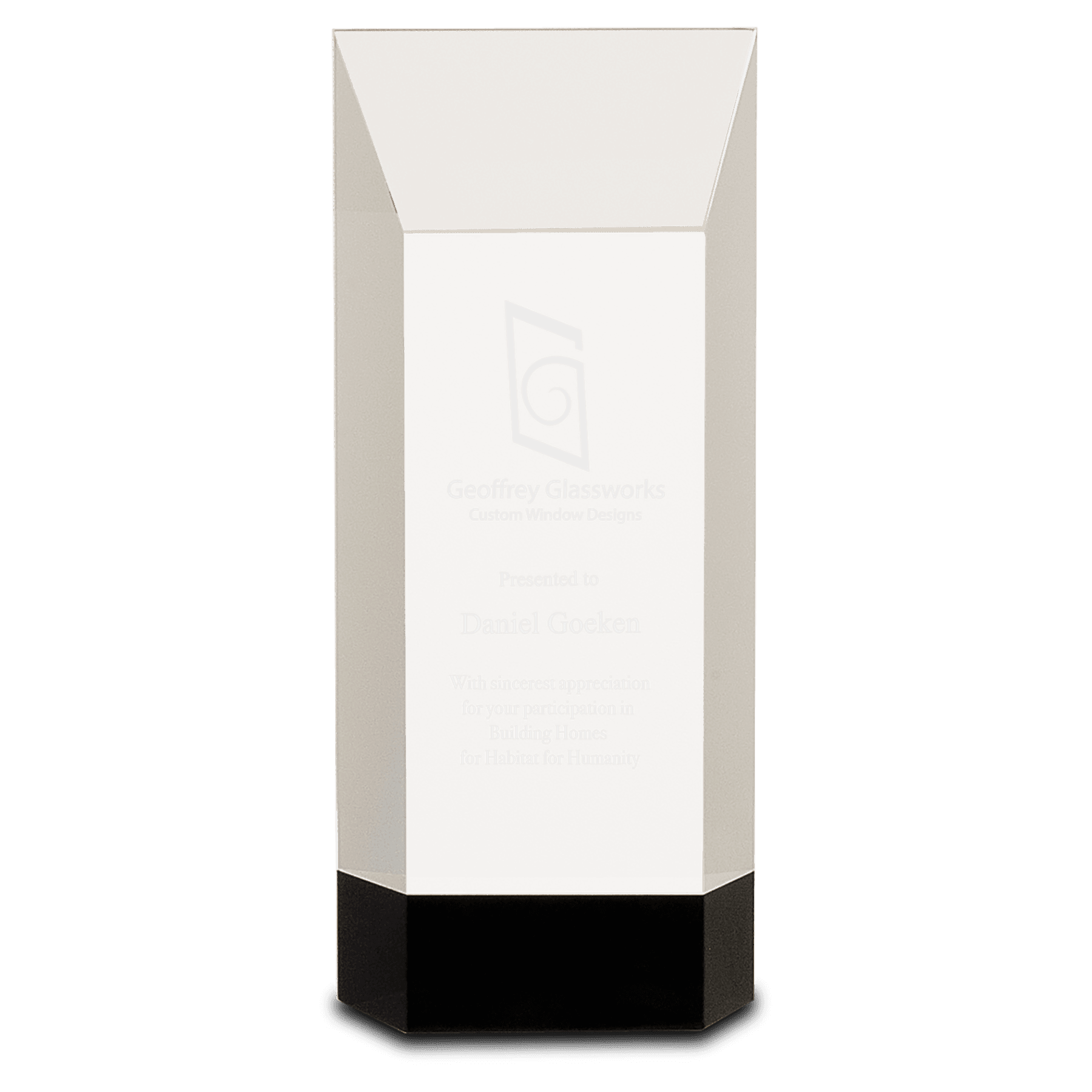 Clear Crystal Self-Standing Rectangle on Black 8 1/4" Base