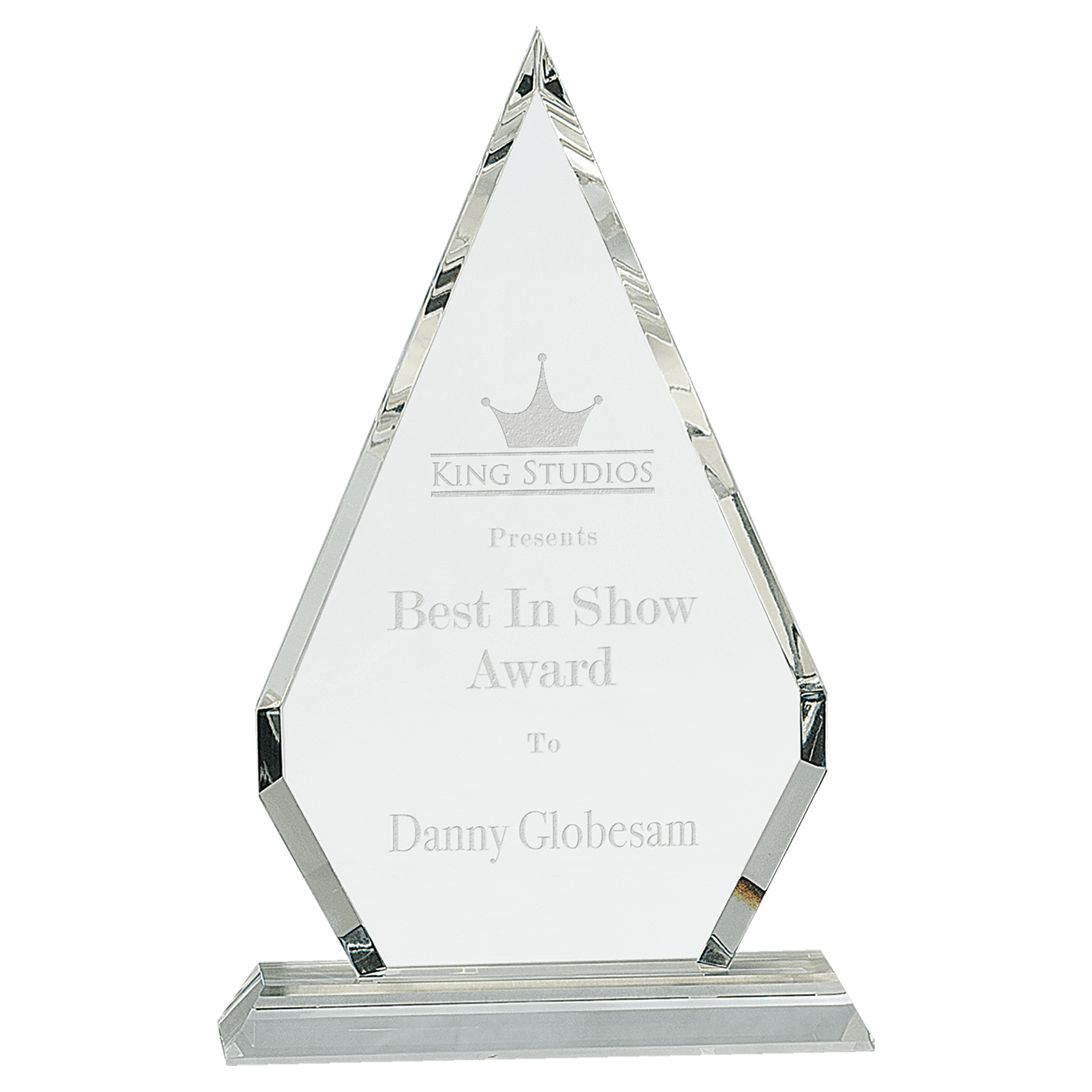 10 3/4" Crystal Diamond on Clear Pedestal Base