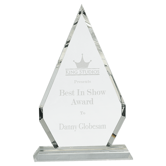 10 3/4" Crystal Diamond on Clear Pedestal Base