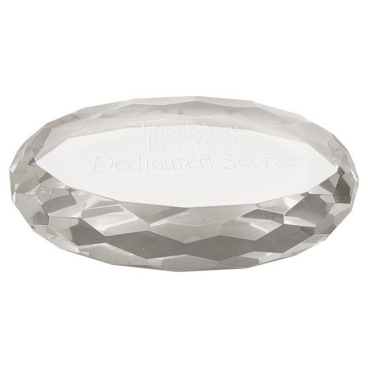 4" x 2 3/4" Clear Oval Crystal Paperweight