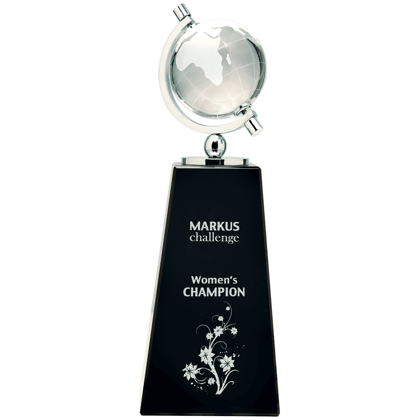 9" Crystal Spinning Globe on Black Pedestal Base