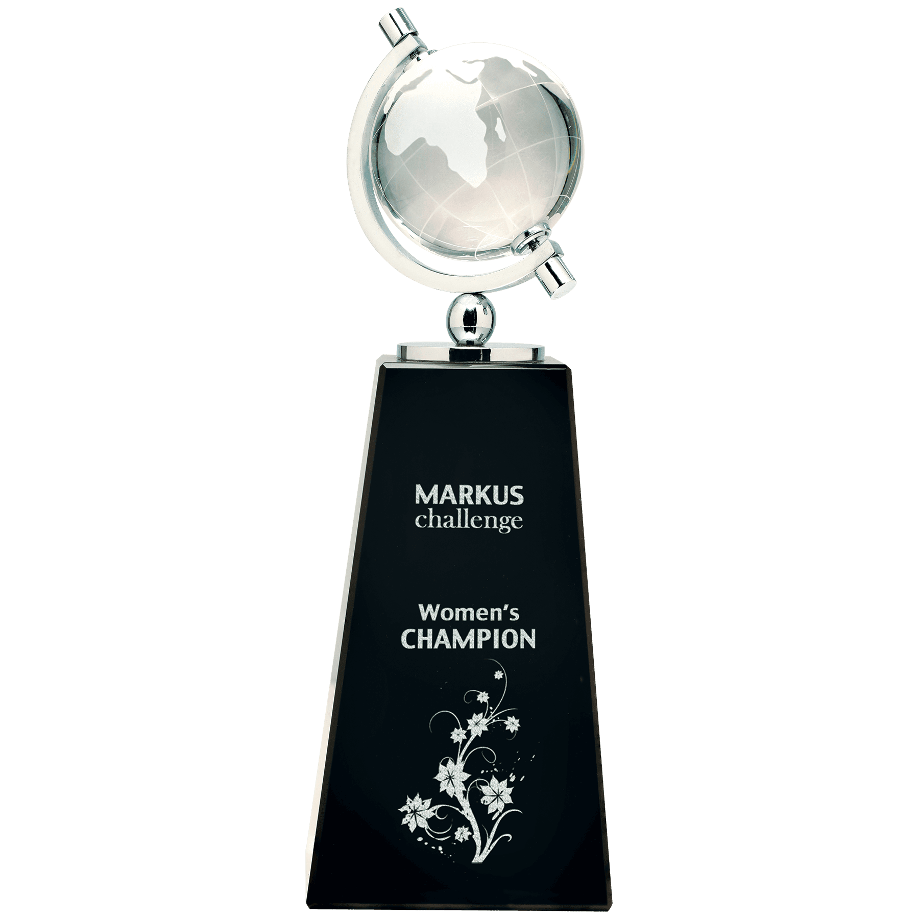 9" Crystal Spinning Globe on Black Pedestal Base