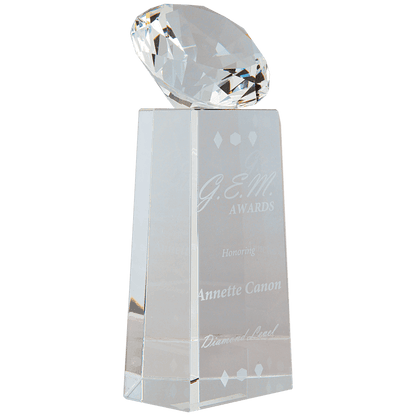 Clear 7 3/4" Crystal Diamond on Crystal Pedestal