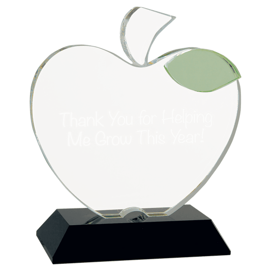 5 1/2" x 6 1/4" Crystal Apple on Black Base