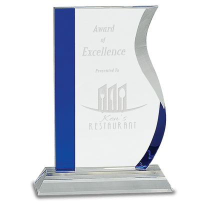 Blue Edge Crystal Wave on Clear 7 1/4" Base