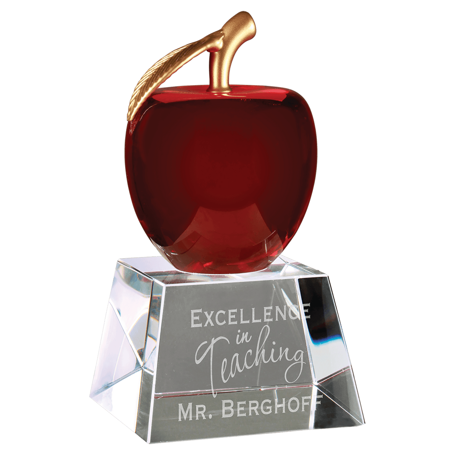 6" Red Crystal Apple with Clear Base