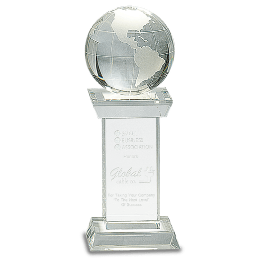 8" Crystal Globe on Clear Tower