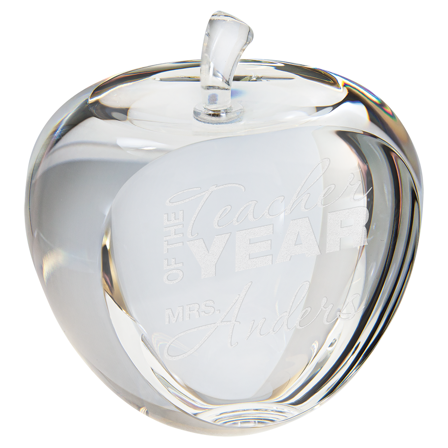 3 3/4" Crystal Apple with Flat Face