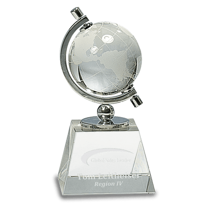 Clear 6" Crystal Spinning Globe on Base