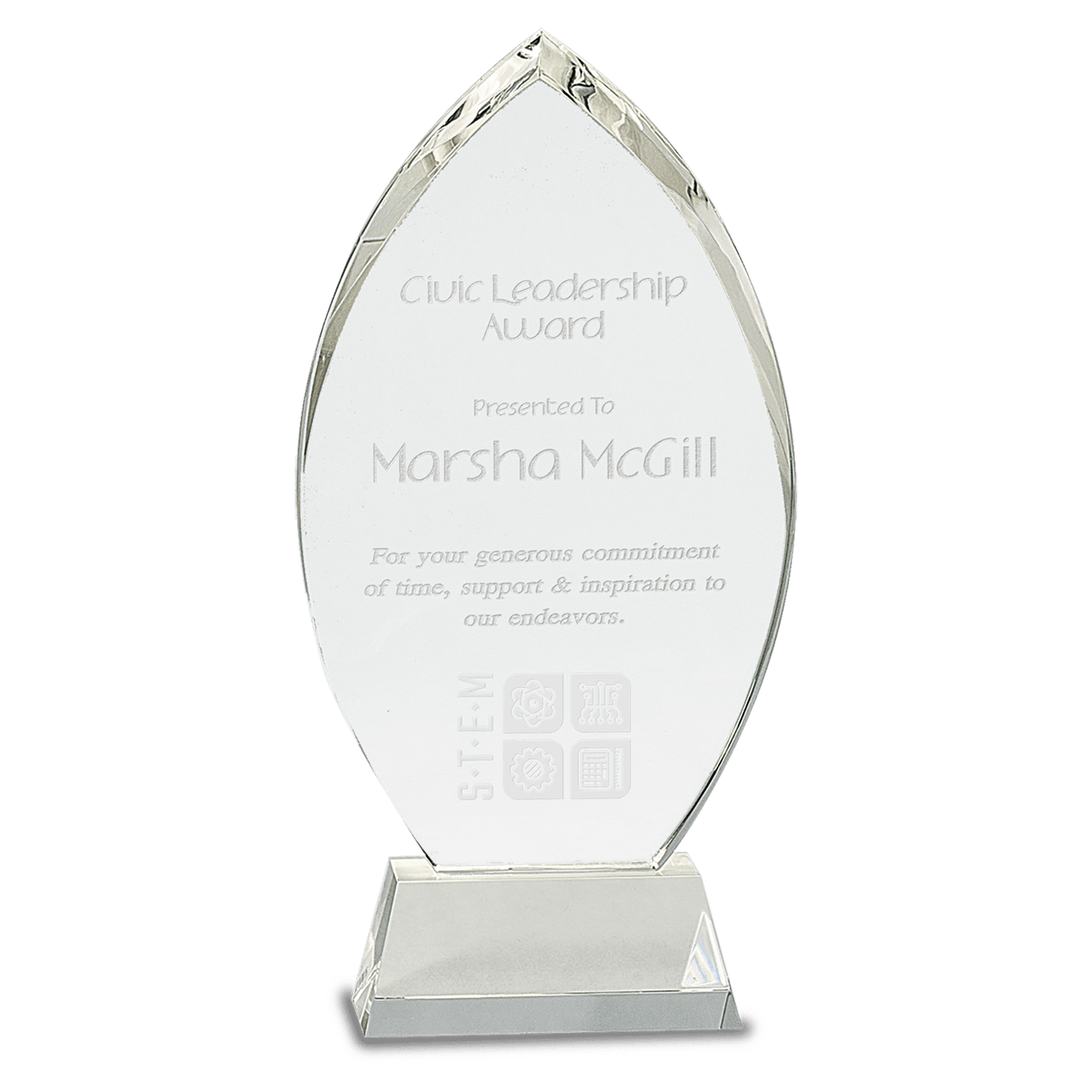 10 1/4" Crystal Oval on Clear Base