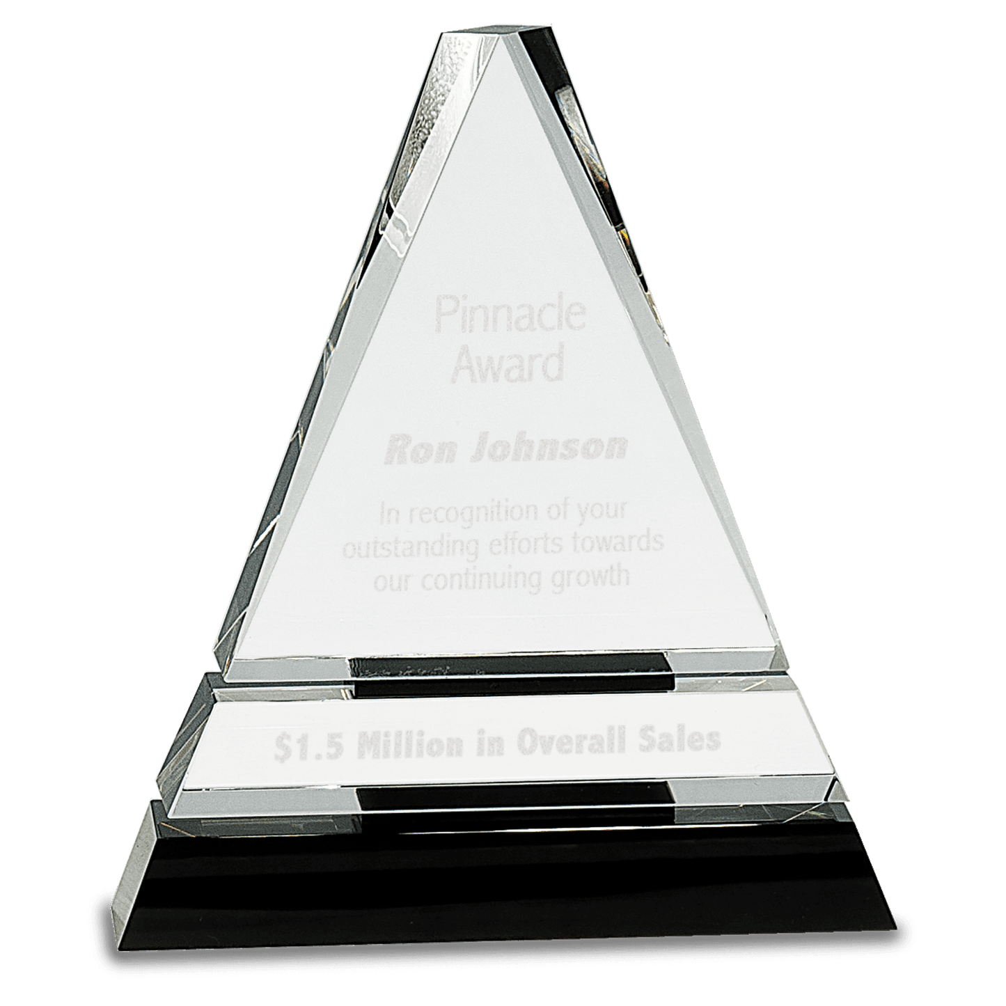 7 3/4" Clear Crystal Triangle on Black Crystal Pedestal Base