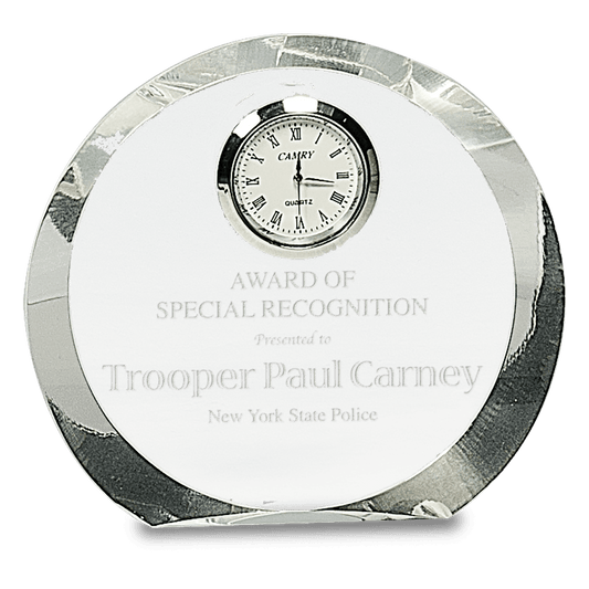 4 1/2" Clear Crystal Round with Clock